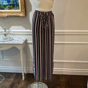 Color Thread Striped High waist wide leg pants